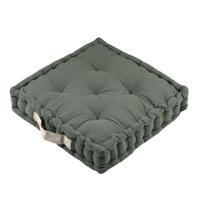 Stof Textile Vloerkussen DUO - olijfgroen - katoen - 45 x 45 x 10 cm - vierkant - Extra dik