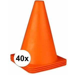 Pionnen - 40x stuks - oranje - 17 cm - plastic - pionnetjes - sport/voetbal training