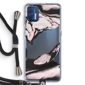 Roze stroom: Motorola Moto G9 Plus Transparant Hoesje met koord