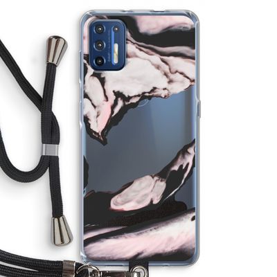 Roze stroom: Motorola Moto G9 Plus Transparant Hoesje met koord