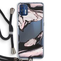 Roze stroom: Motorola Moto G9 Plus Transparant Hoesje met koord