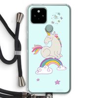 Regenboog eenhoorn: Pixel 5 Transparant Hoesje met koord