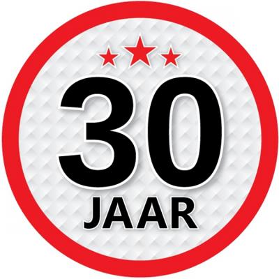 30 jaar leeftijd sticker - rond - Dia 15 cm - 30 jaar verjaardag/jubileum/leeftijd versiering