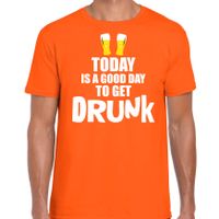 Koningsdag t-shirt good day to get drunk oranje voor heren