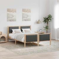 Bedframe Bruin en donkergrijs 135 x 190 cm Massief grenenhout