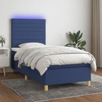 Boxspring met matras en LED stof blauw 100x200 cm