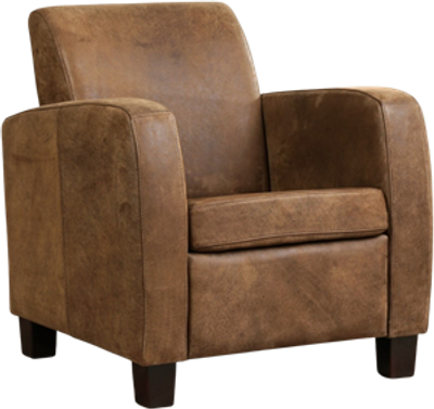 Bruine leren landelijke fauteuil Joy - poot hout bruin - Kenia Leer Brown (bruin leer)
