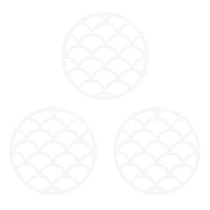 Krumble Siliconen pannenonderzetter rond met schubben patroon - Wit - Set van 3