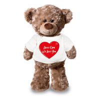 Lieve opa we love you pluche teddybeer knuffel 24 cm met wit t-s - Knuffelberen