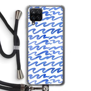 Blauwe golven: Samsung Galaxy A12 Transparant Hoesje met koord