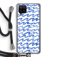 Blauwe golven: Samsung Galaxy A12 Transparant Hoesje met koord