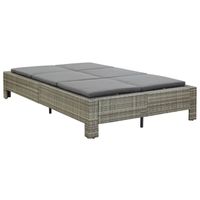 The Living Store Ligbed - Poly Rattan - 2-persoons - Grijs Rattan - 220x130x35cm - Verstelbaar