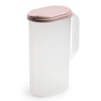 Waterkan/sapkan transparant/roze met deksel 2 liter kunststof - Schenkkannen - thumbnail