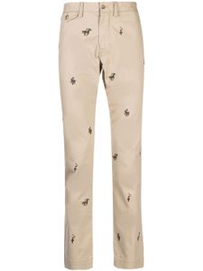 Polo Ralph Lauren pantalon slim à imprimé Polo Pony - Marron