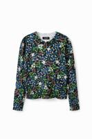 Dunne slim fit trui met bloemen - BLACK - XXL