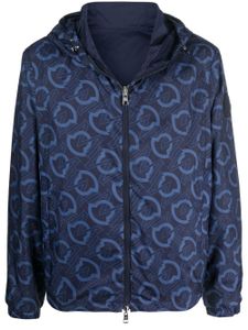 Moncler veste zippée à patch logo - Bleu