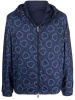 Moncler veste zippée à patch logo - Bleu - thumbnail