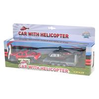 Kids Globe terreinwagen met helikopter trailer