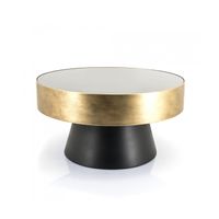 By-Boo Salontafel Bunga 75cm zwart/goud met glazen blad - Rond