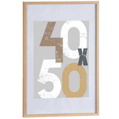Houten fotolijst - bruin - 50 x 70 cm - fotolijstje - met passe-partout - decoratie