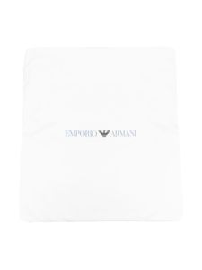 Emporio Armani Kids couverture en coton à logo imprimé - Bleu