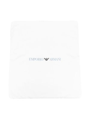 Emporio Armani Kids couverture en coton à logo imprimé - Bleu