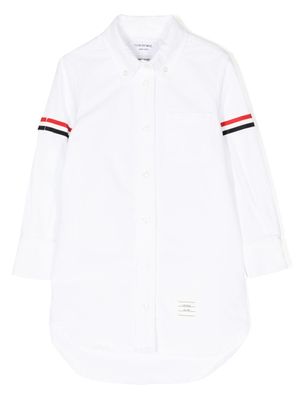 Thom Browne Kids robe-chemise Oxford à ruban gros-grain - Blanc