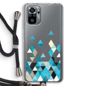 Gekleurde driehoekjes blauw: Xiaomi Redmi Note 10S Transparant Hoesje met koord