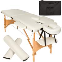 tectake® - 2 zones massagetafel-set met 5cm matras, rolkussens en houten frame - beige - 404744 - thumbnail