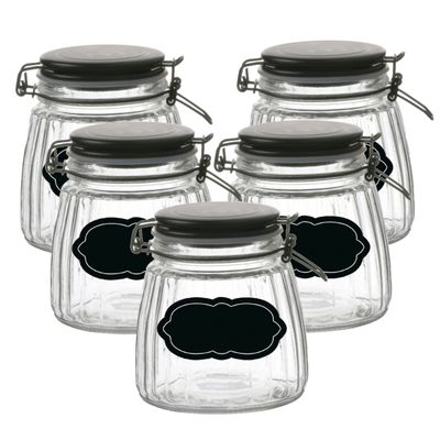 Weckpot/inmaakpot - 10x - 1L - glas - met beugelsluiting - incl. etiketten