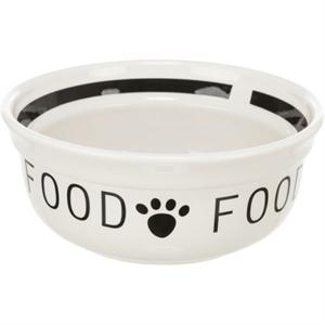 Trixie Voerbak hond food keramiek wit / zwart