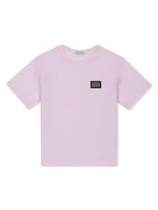 Dolce & Gabbana Kids t-shirt en coton à patch logo - Rose