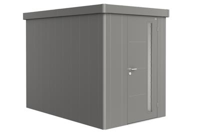 Biohort Metalen tuinhuis Neo - Enkele deur - Kwartsgrijs - 3A (180x292 cm)- Plat dak- Metaal- Biohort
