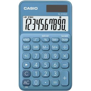 Casio SL-310UC-BU Zakrekenmachine Blauw Aantal displayposities: 10 werkt op zonne-energie, werkt op batterijen (b x h x d) 70 x 8 x 118 mm