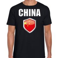 China vlag thema landen t-shirt - zwart - voor heren - Supporters kleding - korte mouwen