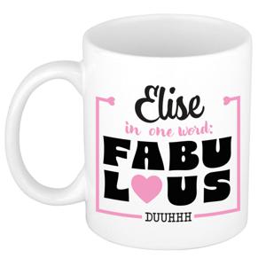 Naam mok Elise - wit - Fabulous - keramiek - 300 ml - cadeau collega beker