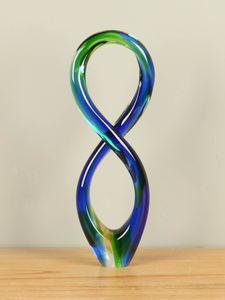 Glas decoratie groen/blauw, 40 cm, B016