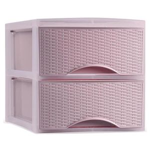 Plasticforte Thuis kantoor organizer ladeblok - 25 x 37 x 26 cm - Kunststof - Roze - 2 lades   -