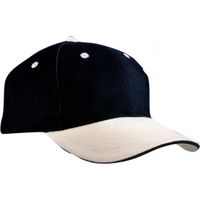 Zwarte baseball cap met beige klep voor volwassenen - thumbnail