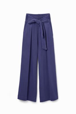 Gebreide Wide leg broek - BLUE - M