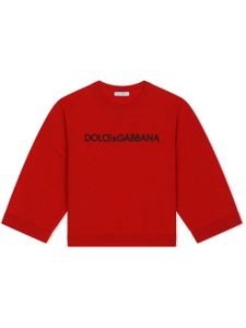 Dolce & Gabbana Kids pull en laine à logo brodé - Rouge