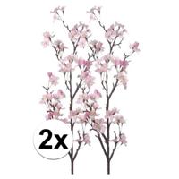 Bellatio flowers & plants Appelbloesem takken - 2x - roze - 104 cm - kunststof
