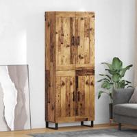 Hoge kast 2 pcs Oud Hout Geengineerd Hout en Glas