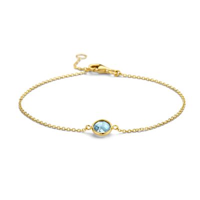 Armband geelgoud-topaas blauw 1,2 mm 16,5 - 19 cm