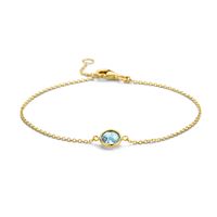 Armband geelgoud-topaas blauw 1,2 mm 16,5 - 19 cm