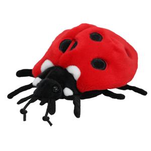 Nature Planet Knuffeldier Lieveheersbeestje - pluche stof - premium knuffels - rood/zwart - 15 cm   -