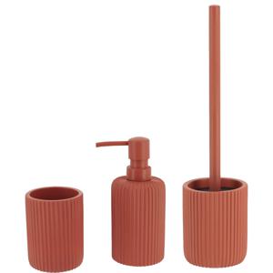 Tendance Badkamer accessoires set 3-delig - Polyresin - terracotta - geribbeld