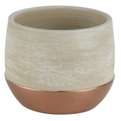 Bloempot keramiek/aardewerk voor kamerplant koper D18 x H14 cm