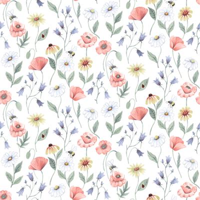 Dutch Wallcoverings Rosenlycka - Flowers Clear - Multi