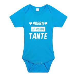 Hoera je wordt tante cadeau baby rompertje blauw voor jongens 92 (18-24 maanden)  -